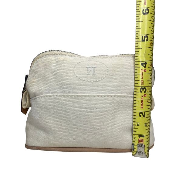 Hermès Bolide Mini Pouch White Canvas Toile H Cosmetic Case Made in France - Picture 16 of 16